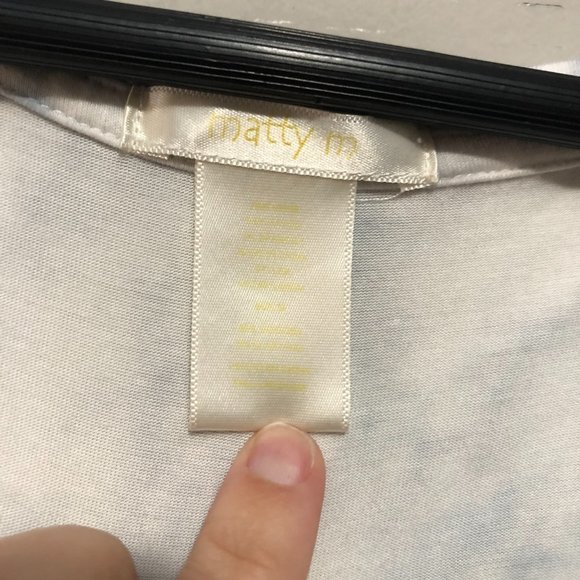 Matty M Vneck Short Sleeve Tie Front Tee Blue/White Tie Dye Medium - Picture 9 of 9